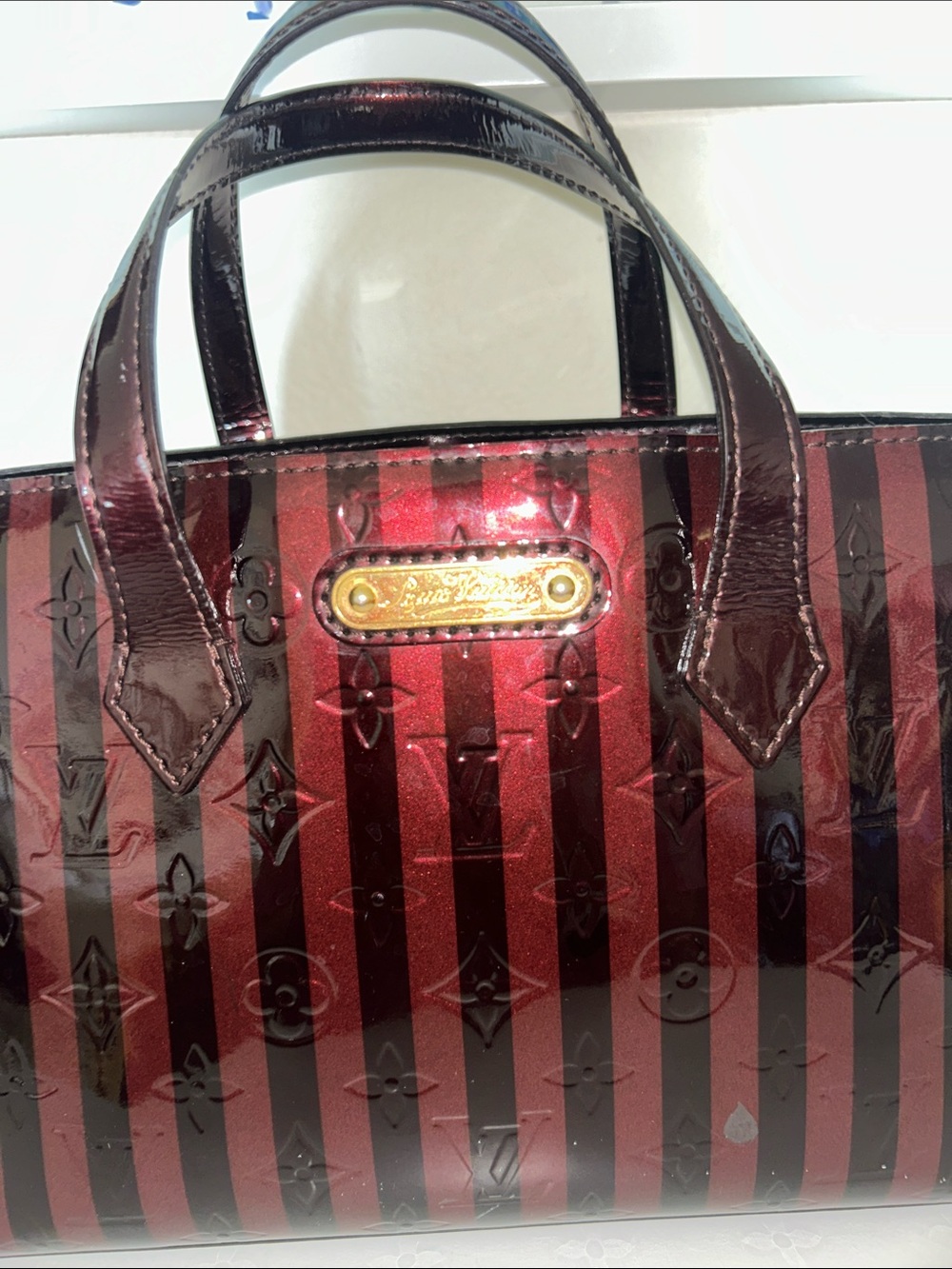 Louis Vuitton striped Rayures Wilshire vernis tote - Picture 7 of 11